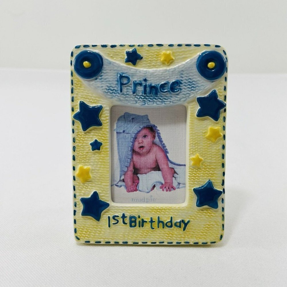 Mud Pie Picture Photo Frame Son Boy 1st Birthday Prince Newborn Baby 3D Ornate